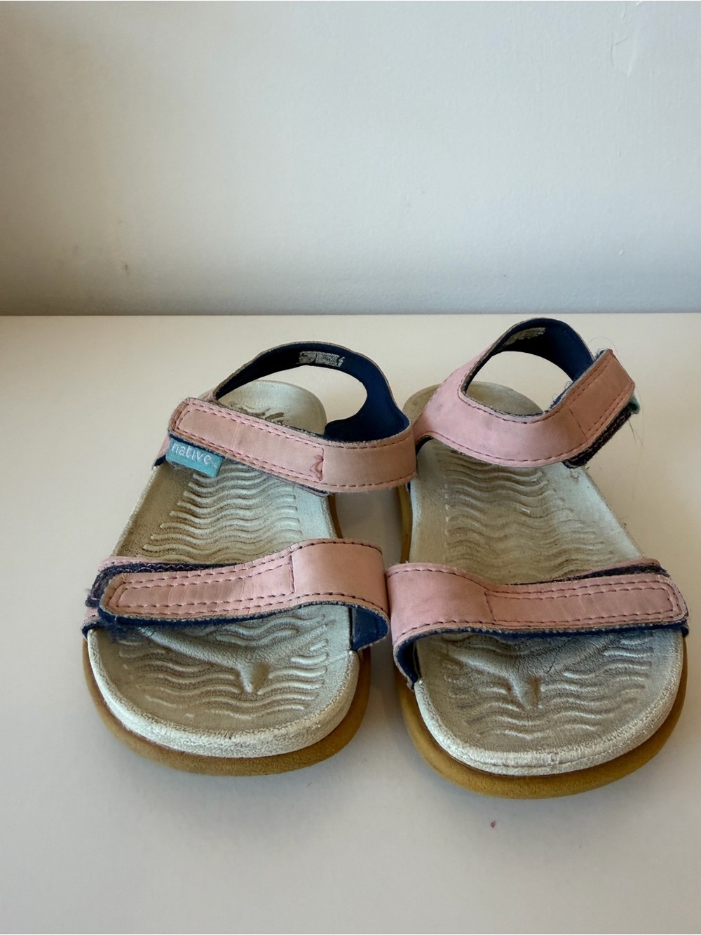 Native Kids Pink Hook-and-Loop Sandals with Cushioned Footbed toddler 6